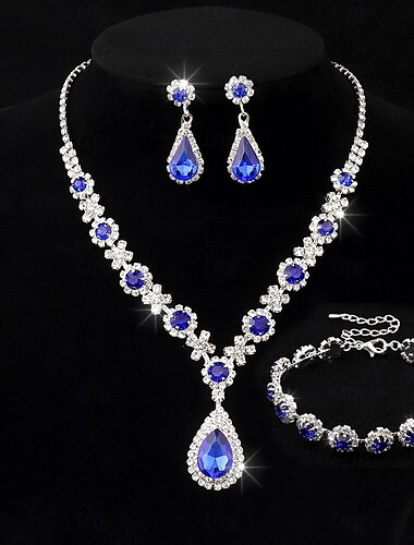  Brautschmuck-Sets 1 Aleación 1 Armreif Ohrringe Halsketten Damen Elegant Modisch Luxus Niedlich Schick Freude Kreisförmig Schmuck-Set Für Party