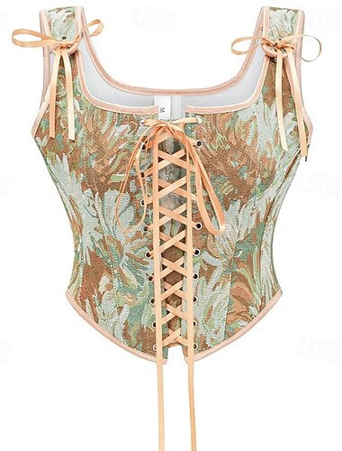  Retro Vintage Mittelalterlich Renaissance Korsett Weste Bustier Ren Faire Schnürung Blumen Jacquard Damen Keltisch Fantasie königlich Weihnachten Halloween Karneval Party Alltagstauglich LARP