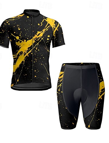  Herren Radtrikot mit Radhose fahrradbekleidung Kurzarm MTB Mountain Rennrad Schwarz Weiß Orange Graffiti Fahhrad Spandex Sport Graffiti Bekleidung