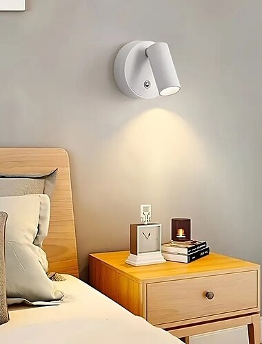 Foco LED regulable tricolor con control táctil giratorio de 360° y montaje en pared magnético, perfecto para dormitorios, salas de estar, escaleras y armarios