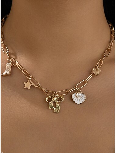  Collar Cromo Mujer Moda Estilo lindo Clásico Boda Forma Geométrica Gargantillas Para Diario