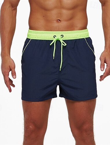  Men's Swim Trunks Swim Shorts Board Shorts Bottoms Drawstring with Pockets Swimming Surfing Beach Water Sports Patchwork Solid Colored Summer Spring