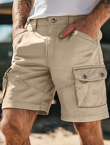  Homme Short Cargo Short Bermuda Short de travail Shorts décontractés Multi poche Jambe droite Plein Evacuation de l'humidité Vestimentaire Longueur genou Extérieur Camping et randonnée Sortie Mode