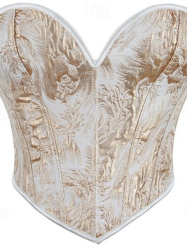  Retro Antiguo Medieval Renacimiento Faja Chaleco corpiño Feria del Renacimiento 13 huesos Floral Jacquard Cuello de corazón Mujer Celta Fantasía Real Víspera de Todos los Santos Carnaval Fiesta