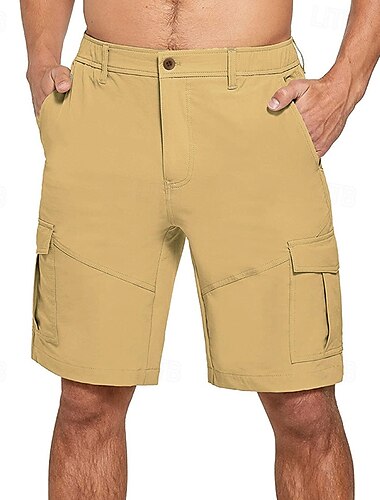  Męskie Spodenki cargo Szorty Bermudy Elastyczny pas Multi Pocket Prosta noga Równina Komfort Oddychający Do kolan Na zewnątrz Codzienny Bieganie Sport Moda Czarny Granatowy Średnio elastyczny