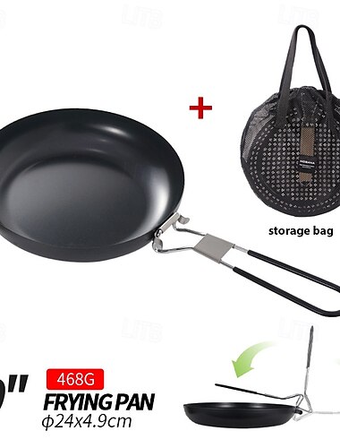  9-Zoll-Klappbratpfanne für Camping – antihaftbeschichtetes Aluminium-Kochgeschirr zum Kochen im Freien – leicht, kompakt &leicht zu reinigen