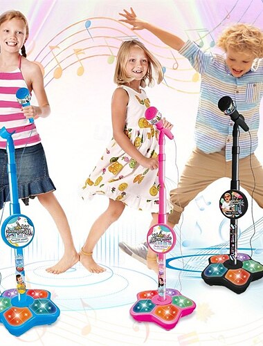  Gyerek Karaoke Mikrofon Játékok - Gyerekek Mikrofon Erősítő Zene Gyerekek Mikrofonja Állvánnyal Szimulált Karaoke Gyerekekének Kiegészítők. Karácsonyi Ajándék