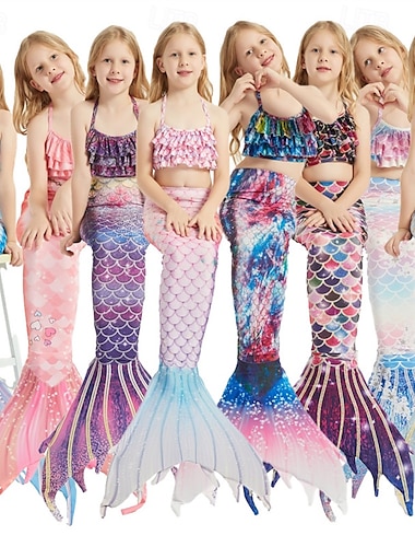  Kinderen Voor meisjes Zeemeermin zwemkleding Zwempak Feestdagen Strand Weegschalen Vakantie Tropisch Badpakken 4 jaar + Zomer Licht Roze Blozend Roze