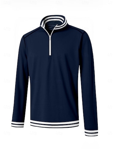  Miesten Poolopaita Laivaston sininen Pitkähihainen Topit Golfasut Vaatteet Asut Wear Apparel