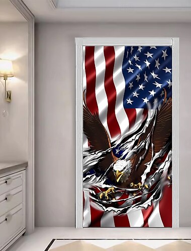  4. Juli Unabhängigkeitstag Türdekorationen Türabdeckungen Amerikanischer Adler Türteppich Türvorhang Dekoration Hintergrund Innen-/Außentürbanner für die Eingangstür Bauernhaus
