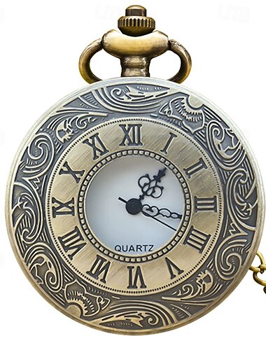  Bronze Vintage Halskette Taschenuhr Römisches Memorial Große offene Chatelaine Quarz Taschenuhr Oben hängende Uhr
