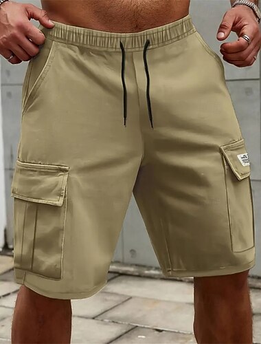  Homme Short Cargo Short Short d'été Cordon Taille elastique Multi poche Plein Confort Vestimentaire Court Extérieur sport du quotidien Mode Décontractées Kaki Gris