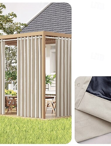  Wasserfeste Outdoor Vorhang Außenvorhang Privatsphäre Schiebeblacklight Patio Vorhang Bauernhaus Vorhänge Pergola Vorhänge Ösen für Pavillon Balkon Veranda Party Hotel 1 Paneel