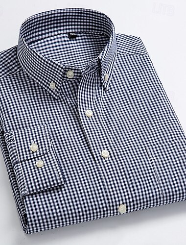  Herren Hemd Oberhemd Knopfhemd Plaid Hochzeit Party Rote Blau Grün Dunkelblau Langarm Kargen Frühling Herbst Bekleidung Knopf