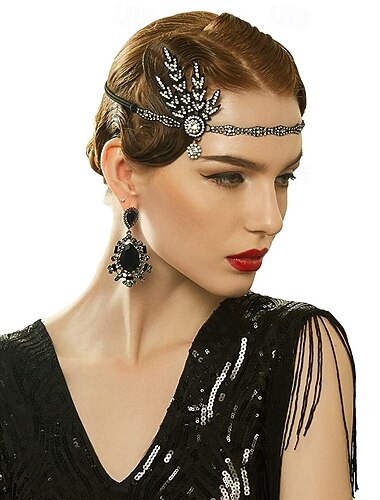  Années 1920 Gatsby le Magnifique Serre Tête Flapper Gatsby le Magnifique Déguisement Femmes Halloween Carnaval Mascarade Soirée Mascarade Enterrement de Vie de Jeune Fille Adulte Bandeau Toutes