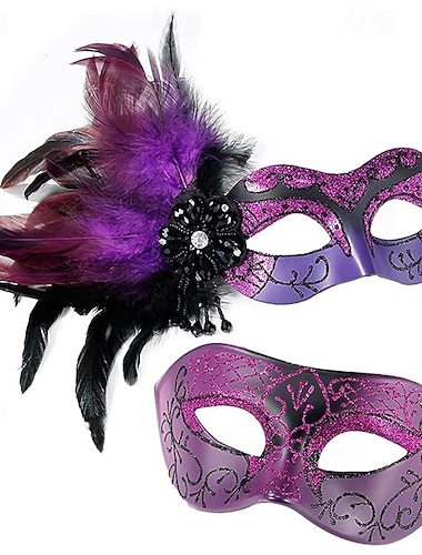  Karnevalová maska Benátská maska Columbina Dospělé Pánské Dámské Poloviční obličej Párty Plesová maškaráda Karneval v Benátkách Karneval Mardi Gras Jednoduchý karnevalový kostým