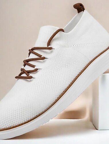  marineblaue Strick-Sneaker für Herren mit Schnürung und gepolsterter Sohle für bequemes Tragen im Alltag
