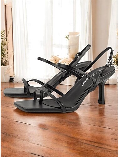  Nudefarbene Riemchensandalen mit hohem Absatz für Damen – minimalistische Abendschuhe mit quadratischer Zehenpartie und Knöchelschnalle
