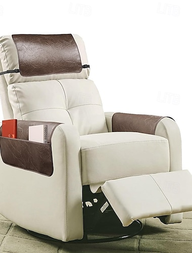  3 piezas de protector de reposacabezas reclinable, funda de cuero sintético para reposacabezas de sillón reclinable, fundas para brazos de sillón reclinable, funda para reposacabezas reclinable con