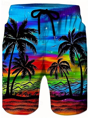  Herren Bademode Surfshorts Badehose Schwimmshorts kurz 4-Wege-Stretchgewebe Surfshorts Unten Kordelzug Mit Taschen Schwimmen Surfen Strand Wassersport Tropisch Bedruckt Sommer Frühling