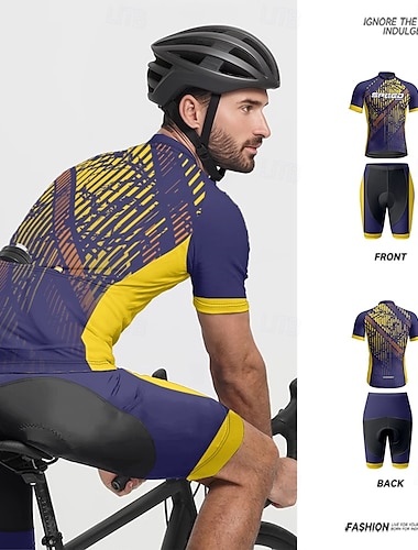  Herren Radtrikot mit Radhose fahrradbekleidung Kurzarm MTB Mountain Rennrad Marinenblau Fahhrad Spandex Sport Buchstabe & Nummer Bekleidung
