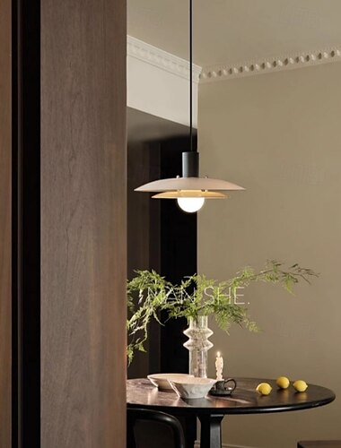  40 cm Einzeldesign-Pendelleuchte aus cremefarbenem Metall - Vintage, nordisch, modern &minimalistisch, für Esstisch, 110-240V