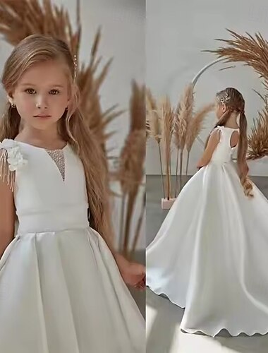  Vestido de Gala Hasta la Rodilla Vestido de Niña Florista Quinceañera Elsa congelada Niñas lindo vestido de fiesta Tul con Fruncido Estilo real tutú Ajuste 3-16 años