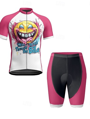  Herren Radtrikot mit Radhose fahrradbekleidung Kurzarm MTB Mountain Rennrad Fuchsie Rosenrot Graphic Fahhrad Spandex Sport Graphic Buchstabe & Nummer Bekleidung