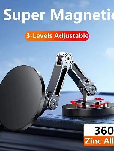  Soporte magnético para teléfono de coche, soporte de aleación para salpicadero, soporte plegable para teléfono inteligente, soporte para iPhone, Samsung y Xiaomi