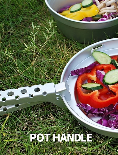  1 abrazadera para olla de aleación de aluminio resistente al calor para exteriores, duradera y liviana para acampar, hacer senderismo y cocinar al aire libre