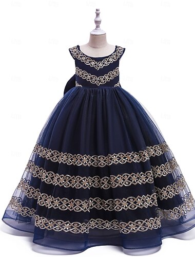  Prinzessin Boden-Länge Blumenmädchenkleid Hochzeitsfeier Mädchen Süßes Ballkleid Spitze mit Applikationen Königlicher Stil Regenbogen Fit 3-16 Jahre