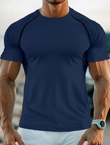  Herren T Shirt Muskelshirt Feuchtigkeitsableitende Hemden Kurzarm Rundhalsausschnitt Sommer Einfach Sport Leicht Sportlich Sportlich Fitness Fitnessstudios Schwarz Weiß Schwarz Top T-Shirt für Herren