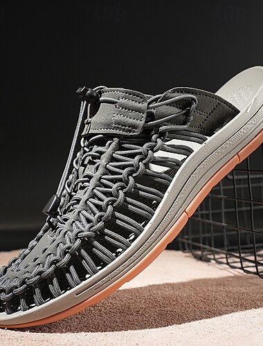  Outdoor-Sport-Sandalen für Herren, verstellbares Schnürdesign mit atmungsaktivem Mesh und strapazierfähiger Sohle für Wanderungen, Spaziergänge und Sommerabenteuer