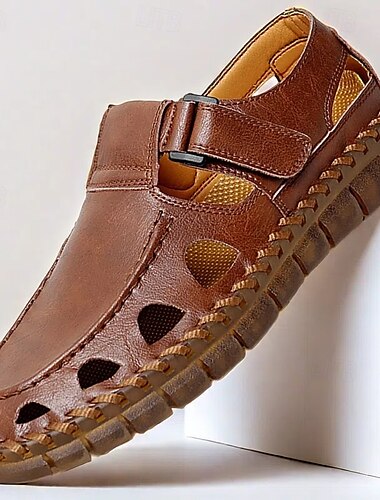  Schwarze Fischersandalen aus Kunstleder für Herren mit Klettverschluss und atmungsaktivem Design, stilvoll und bequem für Outdoor-, Freizeit- und Sommeraktivitäten