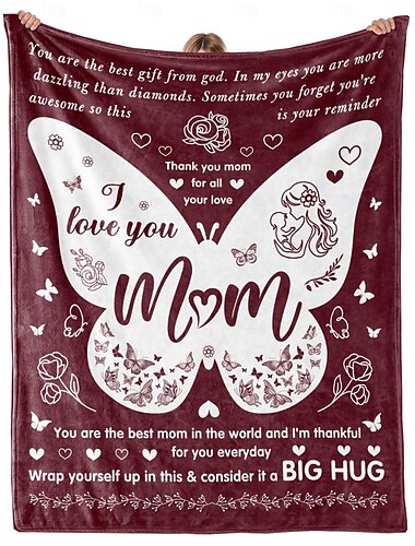  couverture fête des mères, une lettre à maman, cadeau fête des mères, couverture douce et confortable, cadeau parfait pour maman, motif floral ou cœur, chaud et confortable