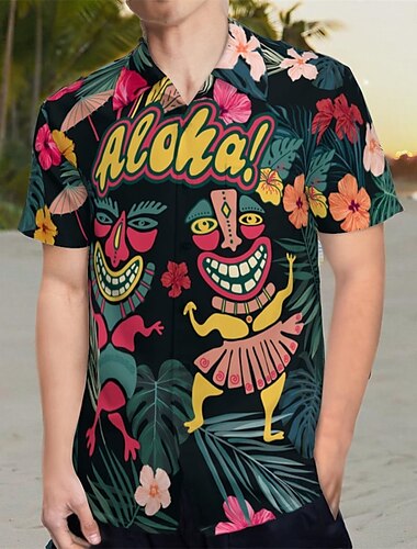  Retro Vintage 1970s Shirt Aloha Shirt Hippie Graphic Men's Vacation Party Pride Parade Adults' Shirt