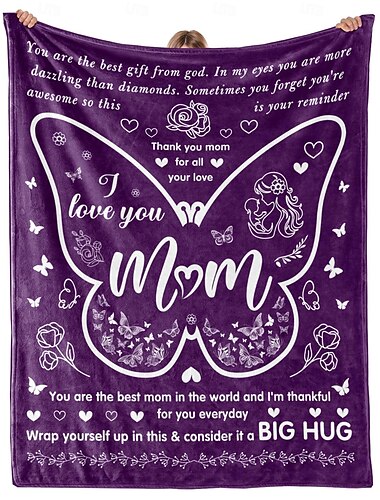  Mother's Day Blanket, A Letter to Mom, Mother's Day Gift  Soft and Cozy Throw, Perfect Gift for Mom, Floral or Heart Design, Warm and Comfortable