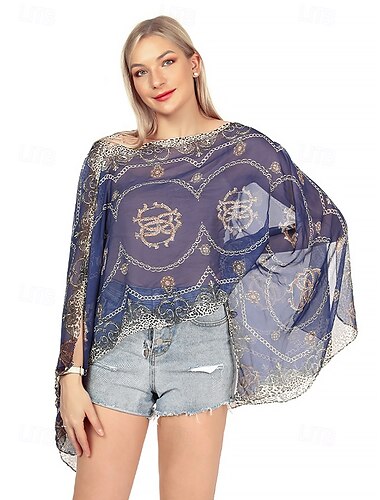  Strandschal im Bohème-Stil für Damen – vielseitig tragbarer Chiffonschal mit elegantem Aufdruck, perfekt für den Sommer, Reisen und lässige Outfits