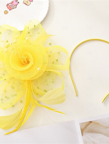  Fascinator Hut Frauen Tee-Party Stirnband Blume Cocktail Mesh Federn Haarspange Kentucky Derby Hut Hochzeit