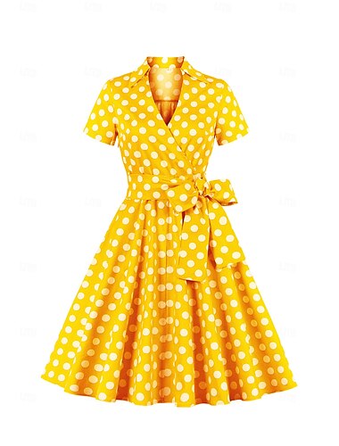  Retro Vintage 1950er Kleid Swing-Kleid Tupfen Übergröße Damen Karneval Maskerade Alltagskleidung Junggesellinnenabschiedsparty Erwachsene Kleid Abschlussballkleider