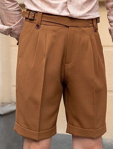  Herren Kleid-Shorts Sommer-Shorts Arbeitsshorts Lässige Shorts Tasche Glatt Komfort Kurz Formal Party Arbeit Modisch Klassicher Stil Schwarz Weiß Mikro-elastisch