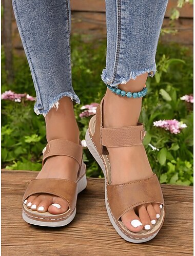  sandales décontractées pour femmes avec sangles élastiques – sandales de marche confortables à bout ouvert pour les voyages et le quotidien