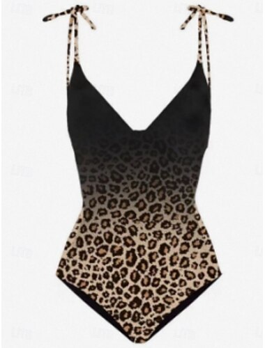  Damen Badeanzug Ein Stück 2 Stück Rock Bademode Rückenfrei Bauchkontrolle Hohe Taillenlinie Schlank Urlaub Strandbekleidung Leopard V Ausschnitt Ärmellos Badeanzüge