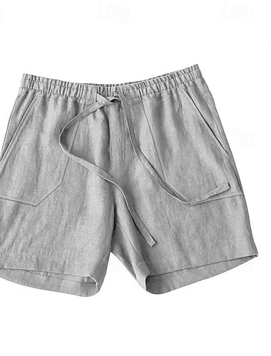  Homme Short Short en coton et lin Short d'été Short de plage Poche Cordon Taille elastique Plein Confort Respirable Court Vacances Plage Hawaïen Bohème Noir Jaune