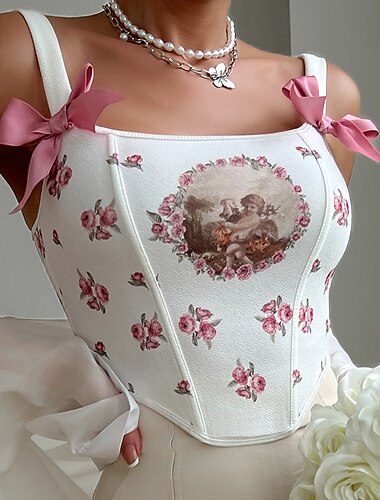  Retro vintage Middeleeuws Renaissance Korset Hesje Ren Faire Olieverfschilderij Engel Dames Halloween Carnaval Vakantie Feest Casual / Dagelijks Volwassenen Korset