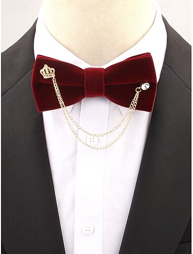  Herrenfliege aus Samt mit Krone und Kettendetail – elegantes Accessoire für formelle Anlässe, Hochzeiten und Smokings