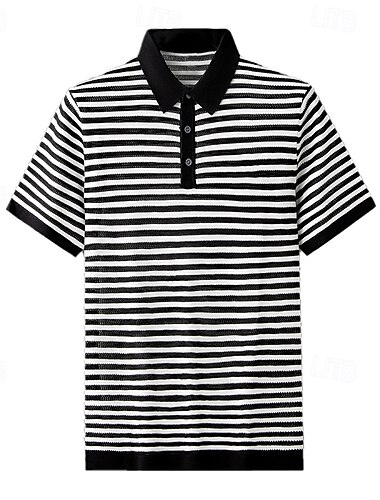  Herren Polo Strick-Polopullover Geschäft Lässig Revers Kurzarm Formell Streifen Knöpfe Sommer Schwarz Hellgrün Dunkelgrün Braun Polo
