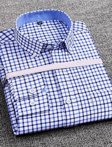  Homme Chemise Chemise boutonnée Plaid Mariage Soirée Rouge Bleu Roi Bleu Bleu Ciel manche longue Revers Printemps Automne Vêtement Tenue Poche