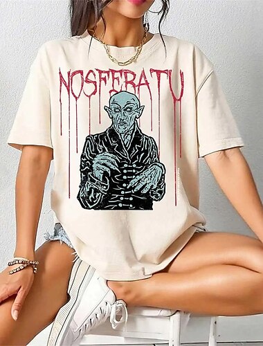  Nosferatu Vampiros Drácula Japonesa/Curta Camiseta Personagem Arte Gráfica Para Homens Mulheres Unisexo Adulto Baile de Máscaras Hot Stamping Casual / Diário