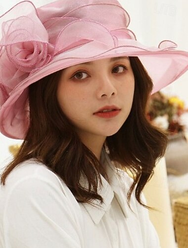  Hatter polyester Solhatt Avslappet Ferie Strand Elegant Årgang søt stil Med Blomster Hodeplagg Hodeplagg